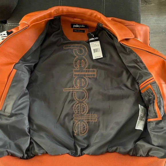 Pelle Pelle Men's Bold Orange Bomber Jacket - Picture 3 of 4